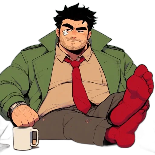 jacket, staff, comic book art, cartoon transparent PNG cut-out