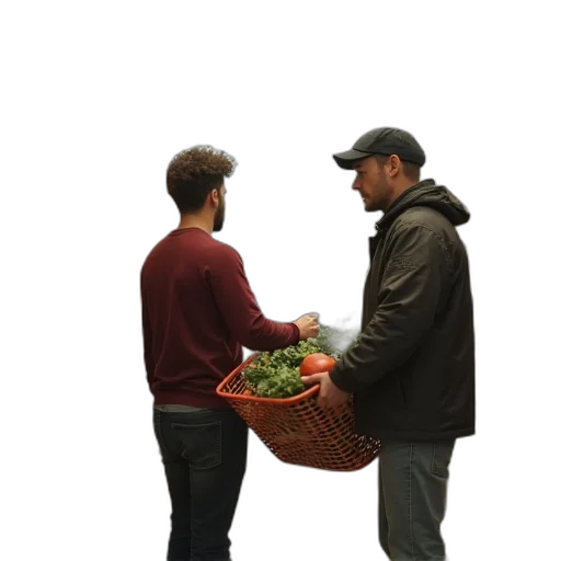 food, staff, hat, jacket transparent PNG cut-out