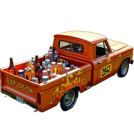 car, bottle, food, photorealistic transparent PNG cut-out