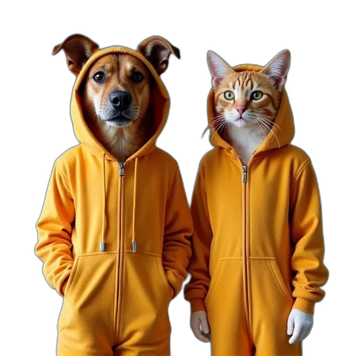 animal, jacket, concept art, two transparent PNG cut-out
