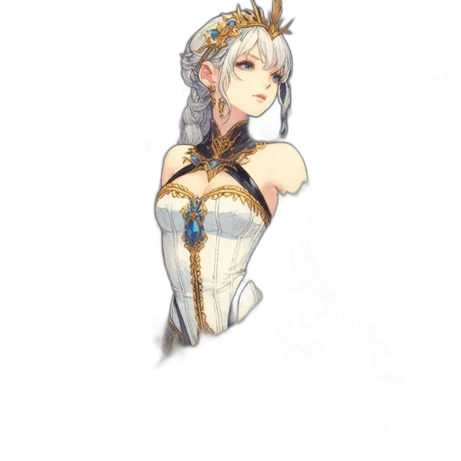 dress, crown, jewelry, staff transparent PNG cut-out