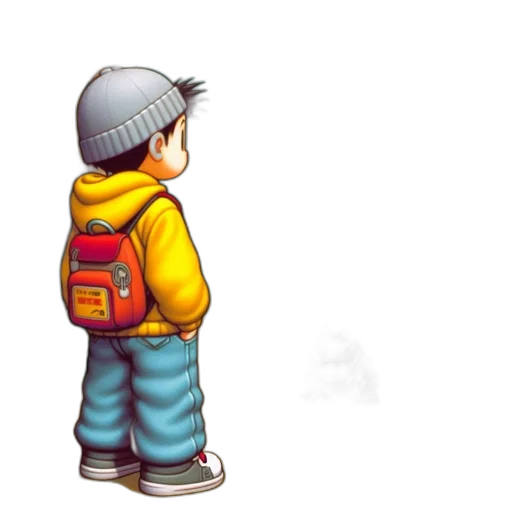 jacket, hat, staff, robot transparent PNG cut-out