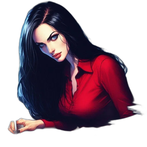 dress, face, hair, comic book art transparent PNG cut-out