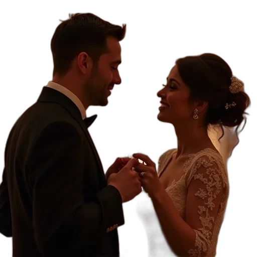 fire, bride, groom, toasting transparent PNG cut-out
