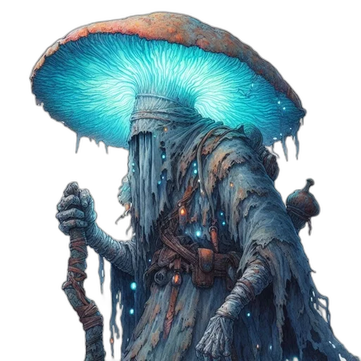 creature, hat, umbrella, staff transparent PNG cut-out