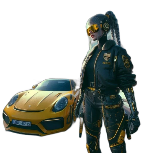 car, robot, jacket, weapon transparent PNG cut-out