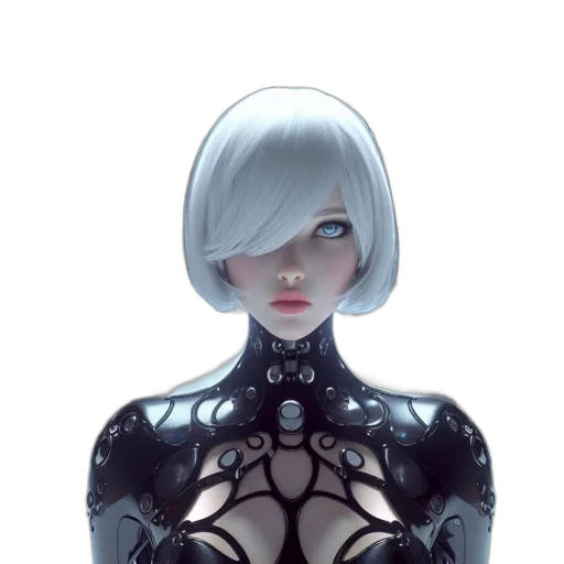 robot, dress, face, cyberpunk transparent PNG cut-out