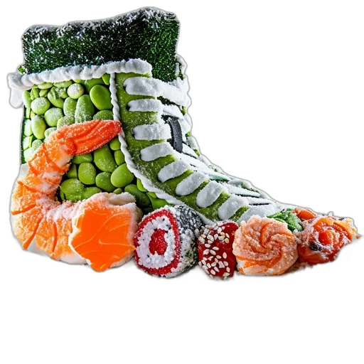 shoes, food, photorealistic, creatively transparent PNG cut-out