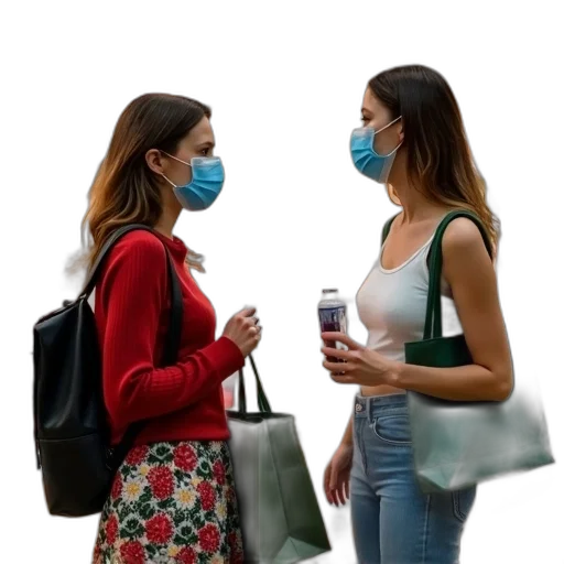 mask, fog, two, women transparent PNG cut-out