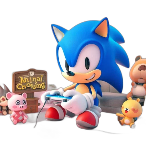 concept art, 3d render, sonic, hedgehog-like transparent PNG cut-out