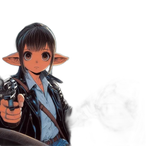 weapon, staff, jacket, face transparent PNG cut-out
