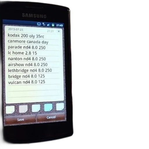 samsung, phone, displays, list transparent PNG cut-out