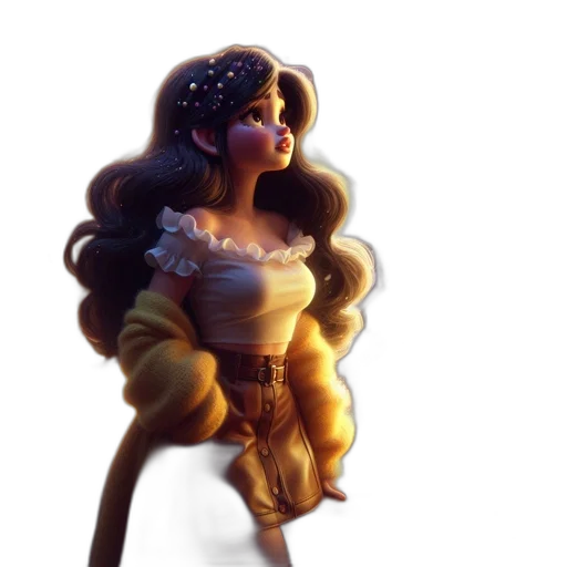 dress, crown, hair, 3d render transparent PNG cut-out
