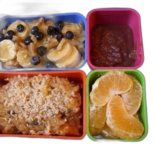 food, colorful, lunchbox, four transparent PNG cut-out