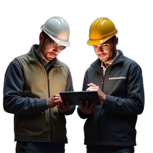 staff, two, workers, using transparent PNG cut-out