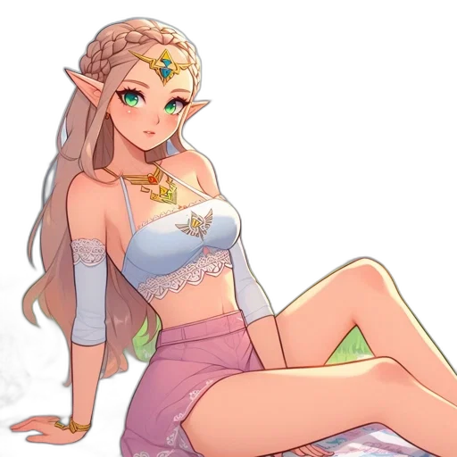 dress, crown, jewelry, staff transparent PNG cut-out