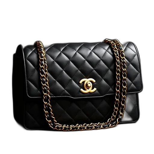 black, chanel, quilted, handbag transparent PNG cut-out