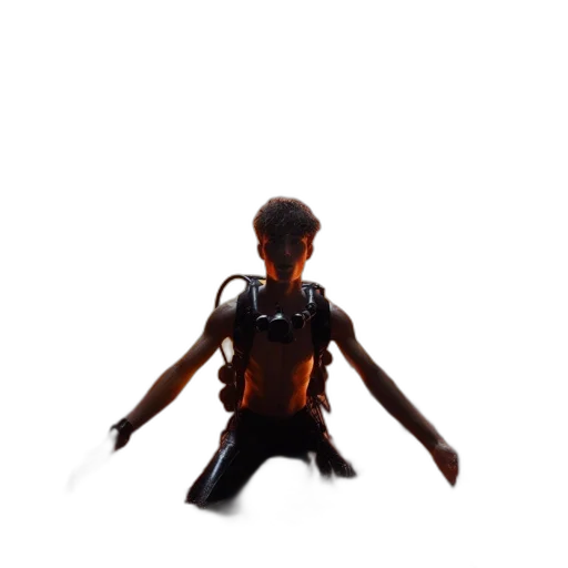 robot, creature, staff, hair transparent PNG cut-out