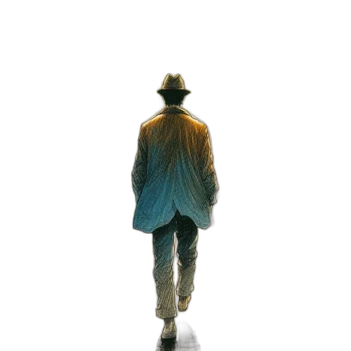 jacket, hat, staff, robot transparent PNG cut-out