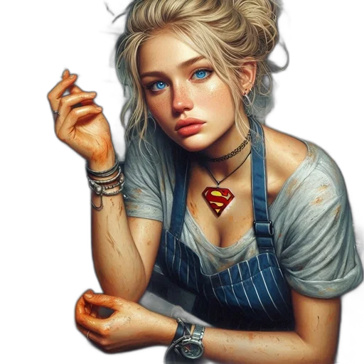 jewelry, face, dress, oil painting transparent PNG cut-out