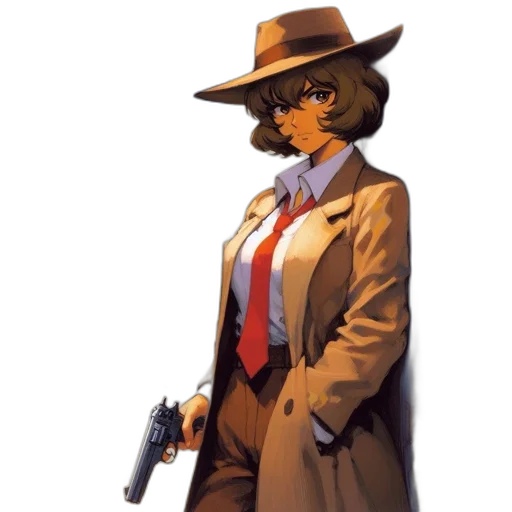 jacket, weapon, staff, hat transparent PNG cut-out