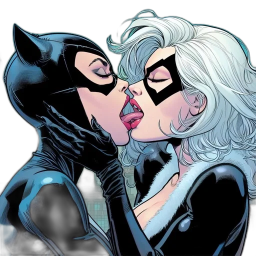 comic book art, two, women, superhero transparent PNG cut-out