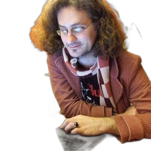 jacket, hair, staff, robot transparent PNG cut-out