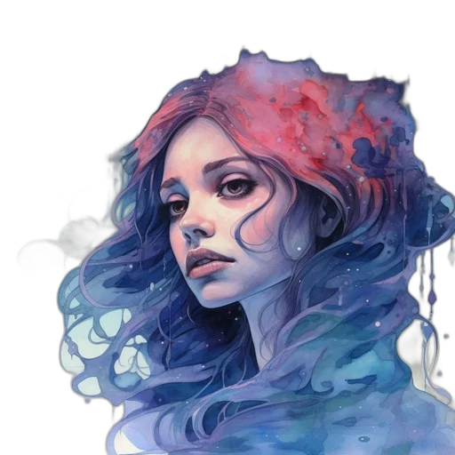 face, dress, crown, watercolor transparent PNG cut-out