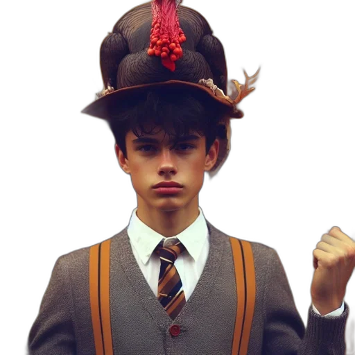 hat, crown, jacket, photorealistic transparent PNG cut-out