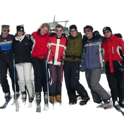 staff, group, skiers, pose transparent PNG cut-out