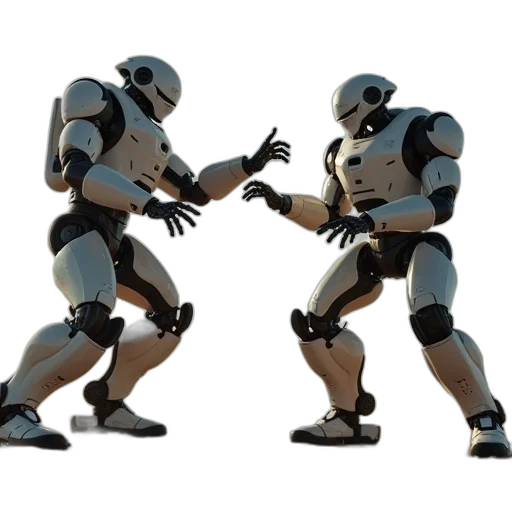 robot, 3d render, concept art, fight transparent PNG cut-out