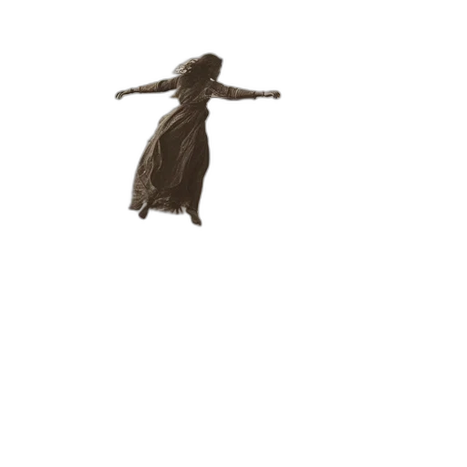 dress, creature, staff, hair transparent PNG cut-out