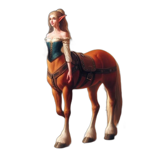 dress, animal, staff, fantasy art transparent PNG cut-out