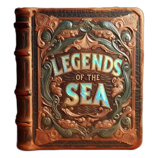 underwater, ancient-looking, leather-bound, book transparent PNG cut-out