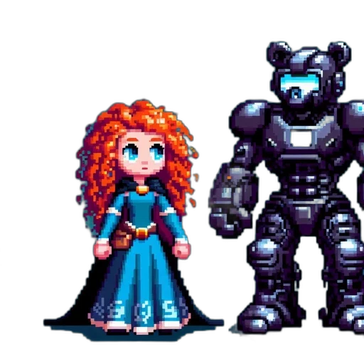 robot, pixel art, concept art, fantasy art transparent PNG cut-out