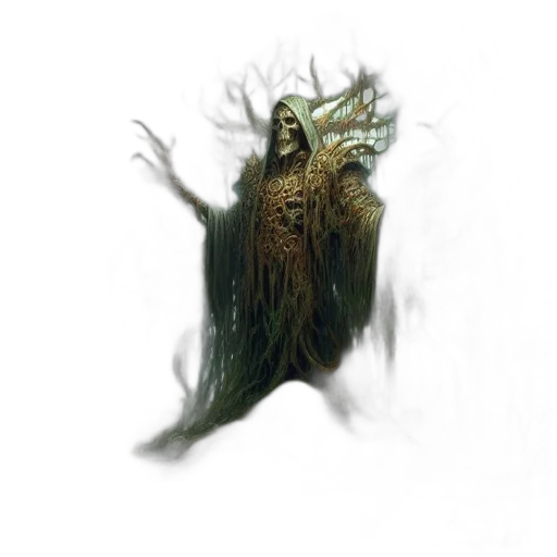 creature, staff, hair, dress transparent PNG cut-out