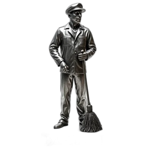 staff, jacket, hat, robot transparent PNG cut-out