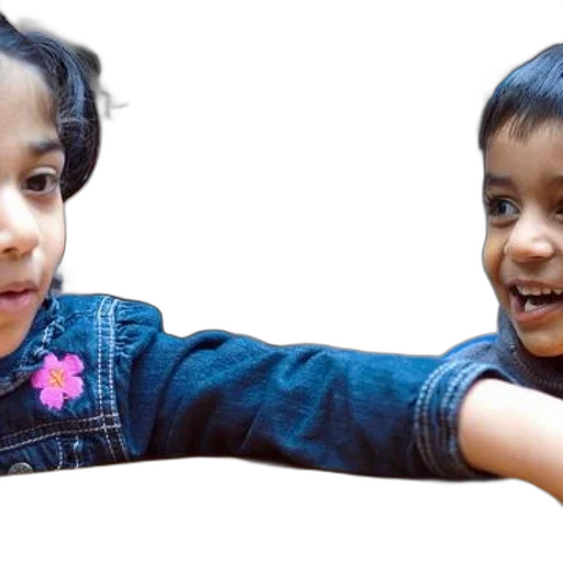 photorealistic, two, children, sitting transparent PNG cut-out