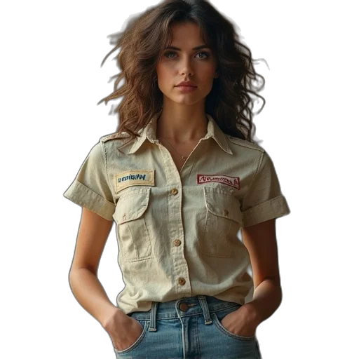 jacket, hair, jewelry, photorealistic transparent PNG cut-out