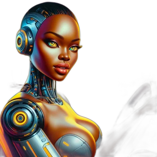 robot, concept art, cyberpunk, fantasy art transparent PNG cut-out