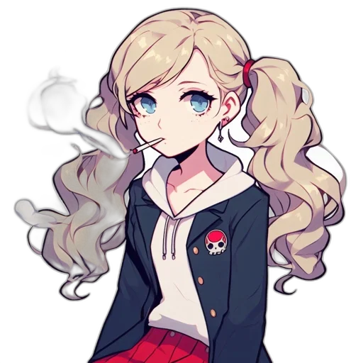 staff, jacket, hair, pixel art transparent PNG cut-out