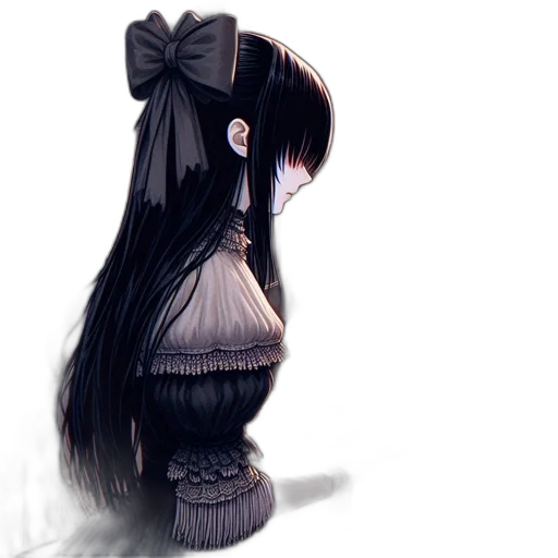 dress, hair, mask, creature transparent PNG cut-out