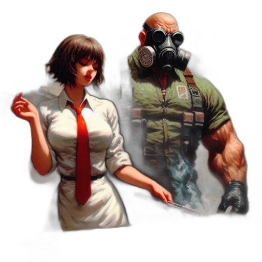 jacket, mask, face, staff transparent PNG cut-out