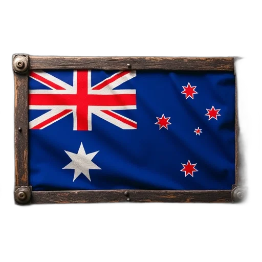 australian, flag, metal, frame transparent PNG cut-out