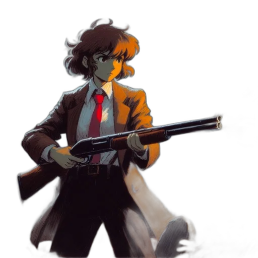 weapon, staff, jacket, robot transparent PNG cut-out