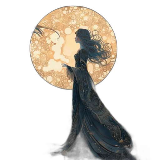 dress, crown, jewelry, staff transparent PNG cut-out