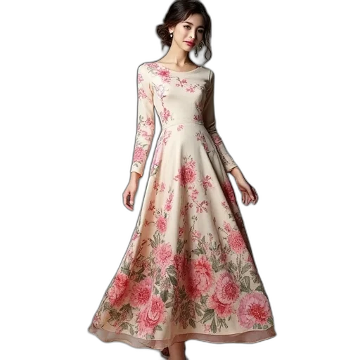 dress, photorealistic, oil painting, women transparent PNG cut-out