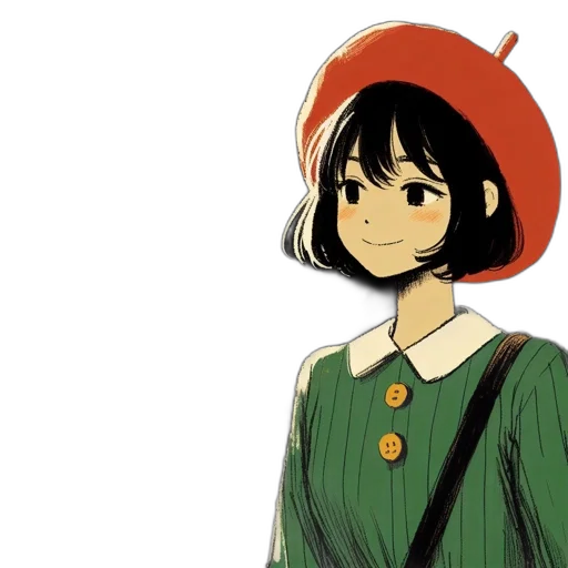 hat, dress, face, staff transparent PNG cut-out