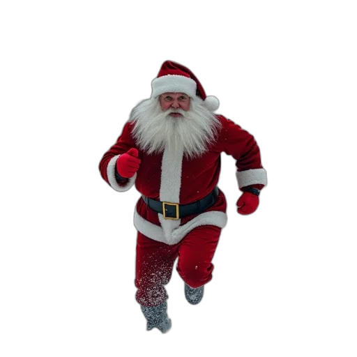 3d render, christmas, santa, run transparent PNG cut-out