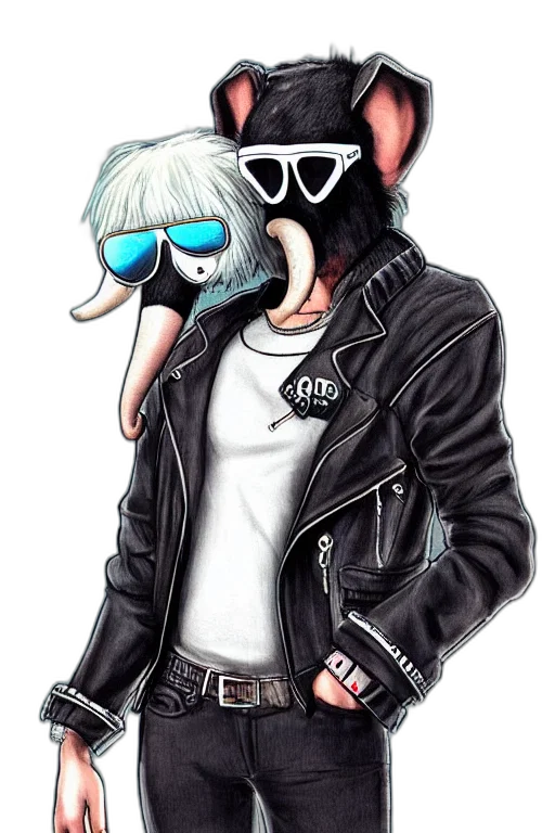 jacket, animal, cartoon, cyberpunk transparent PNG cut-out